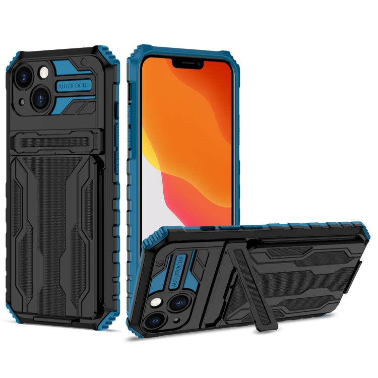 For iPhone 13 Kickstand Armor Card Wallet Phone Case