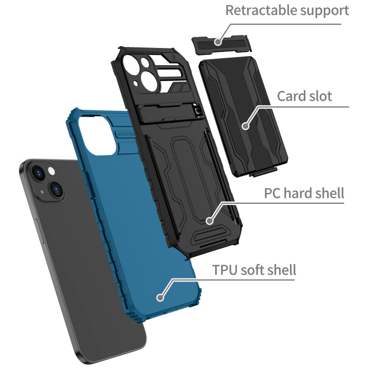 For iPhone 13 Kickstand Armor Card Wallet Phone Case