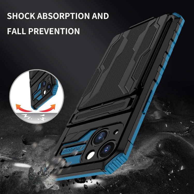 For iPhone 13 Kickstand Armor Card Wallet Phone Case
