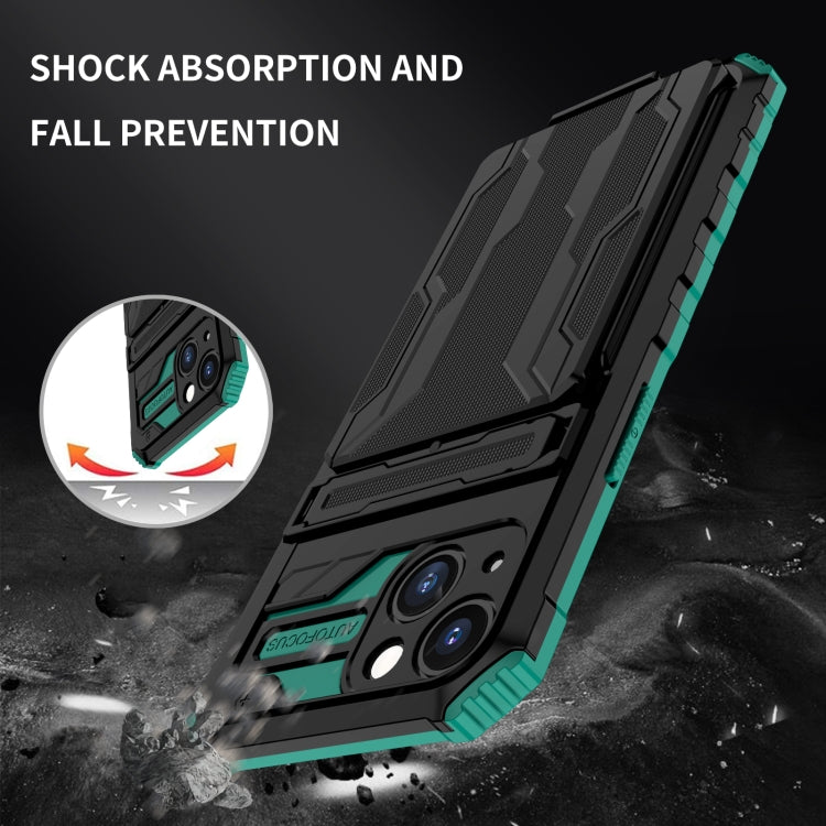 For iPhone 13 Kickstand Armor Card Wallet Phone Case