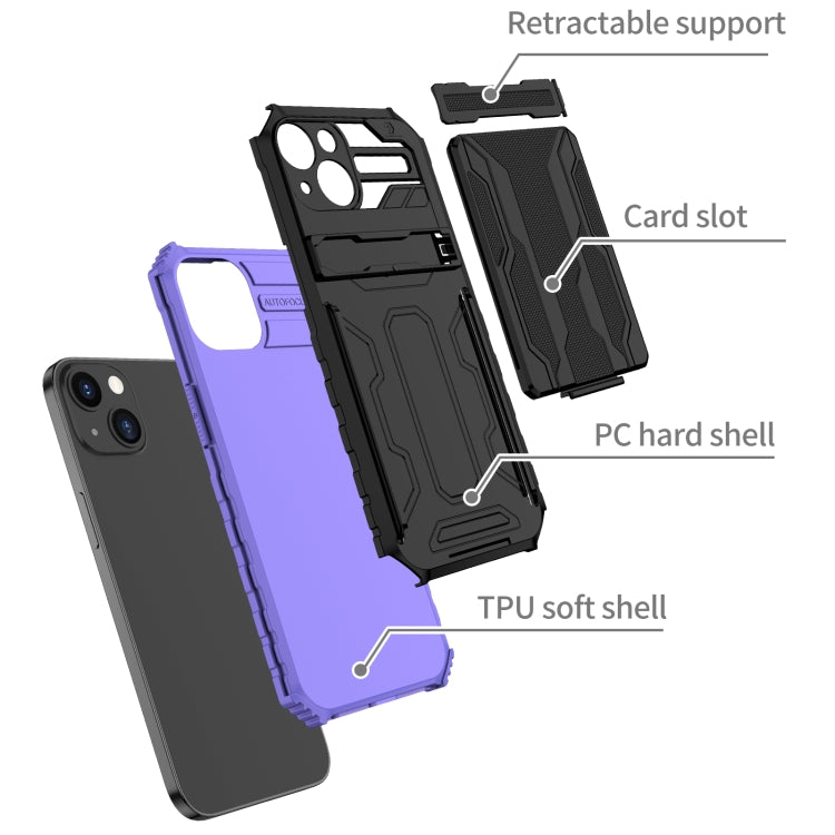 For iPhone 13 Kickstand Armor Card Wallet Phone Case