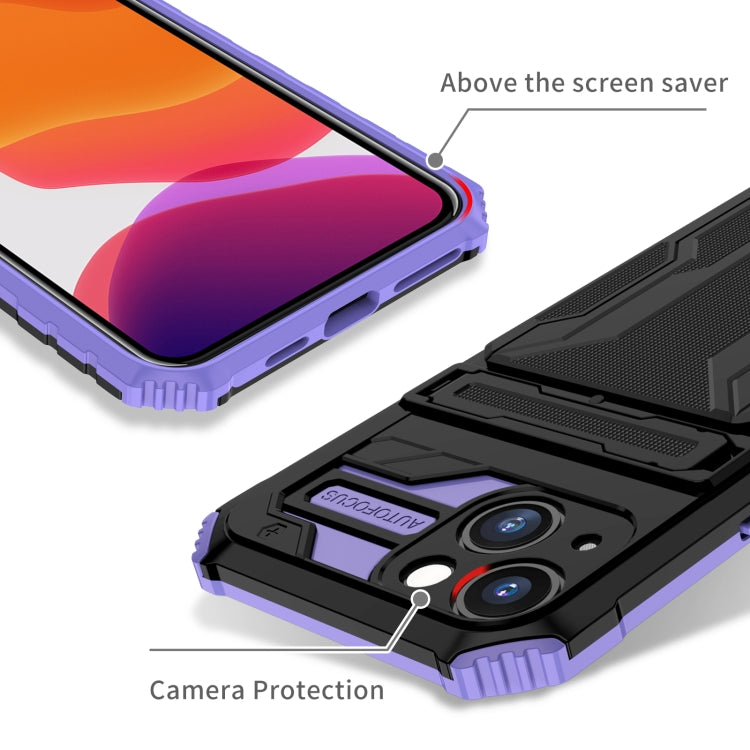 For iPhone 13 Kickstand Armor Card Wallet Phone Case