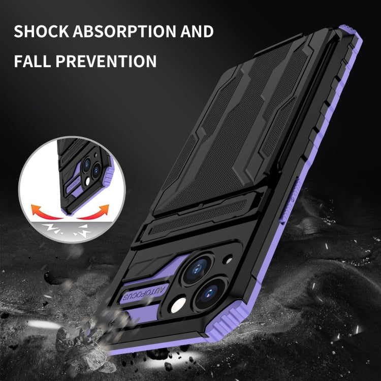 For iPhone 13 Kickstand Armor Card Wallet Phone Case