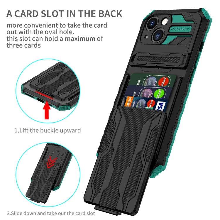 For iPhone 13 mini Kickstand Armor Card Wallet Phone Case