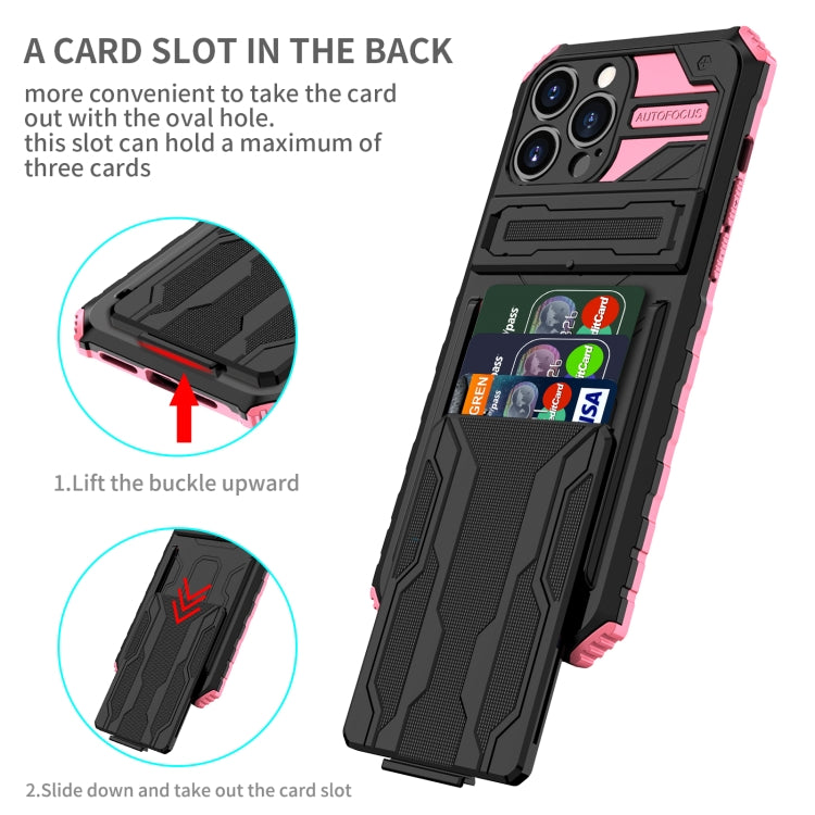 For iPhone 13 Pro Kickstand Armor Card Wallet Phone Case