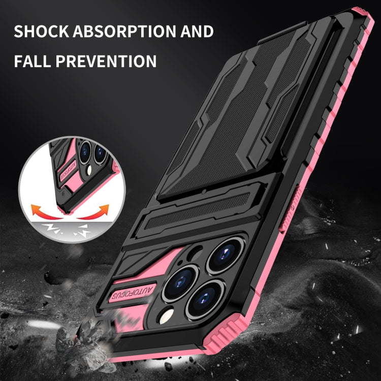 For iPhone 13 Pro Kickstand Armor Card Wallet Phone Case