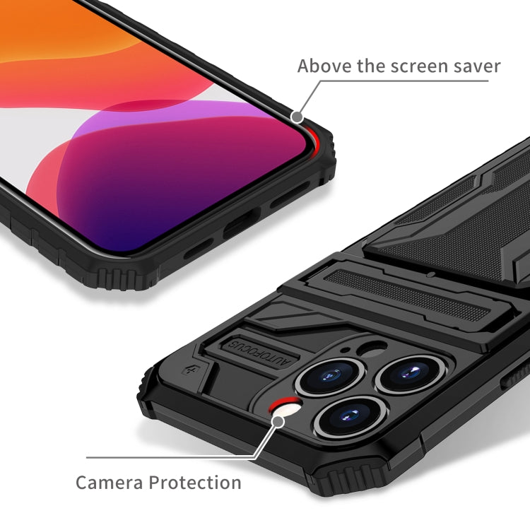 For iPhone 13 Pro Kickstand Armor Card Wallet Phone Case