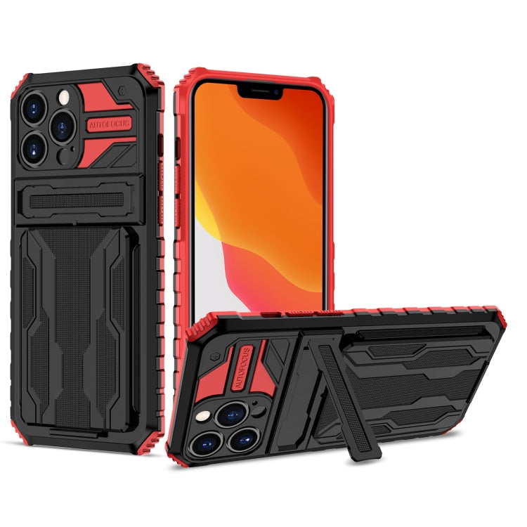 For iPhone 13 Pro Kickstand Armor Card Wallet Phone Case