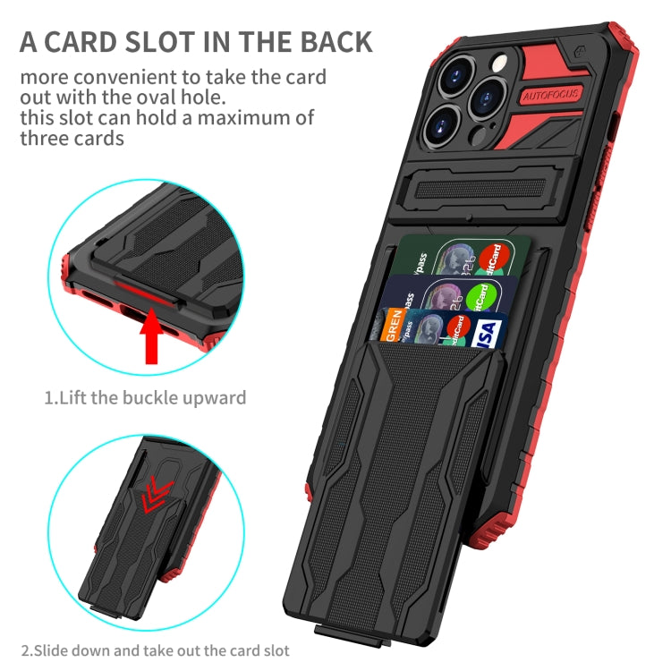 For iPhone 13 Pro Kickstand Armor Card Wallet Phone Case
