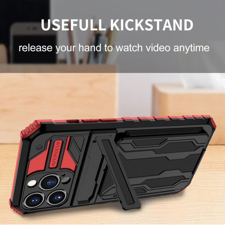For iPhone 13 Pro Kickstand Armor Card Wallet Phone Case