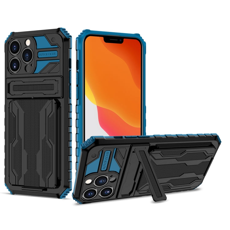 For iPhone 13 Pro Kickstand Armor Card Wallet Phone Case