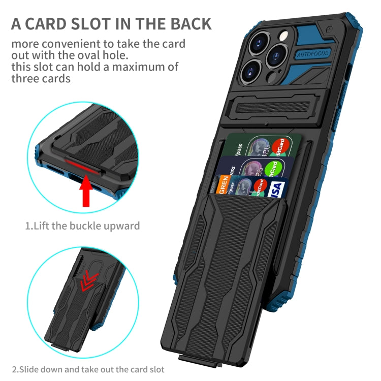 For iPhone 13 Pro Kickstand Armor Card Wallet Phone Case