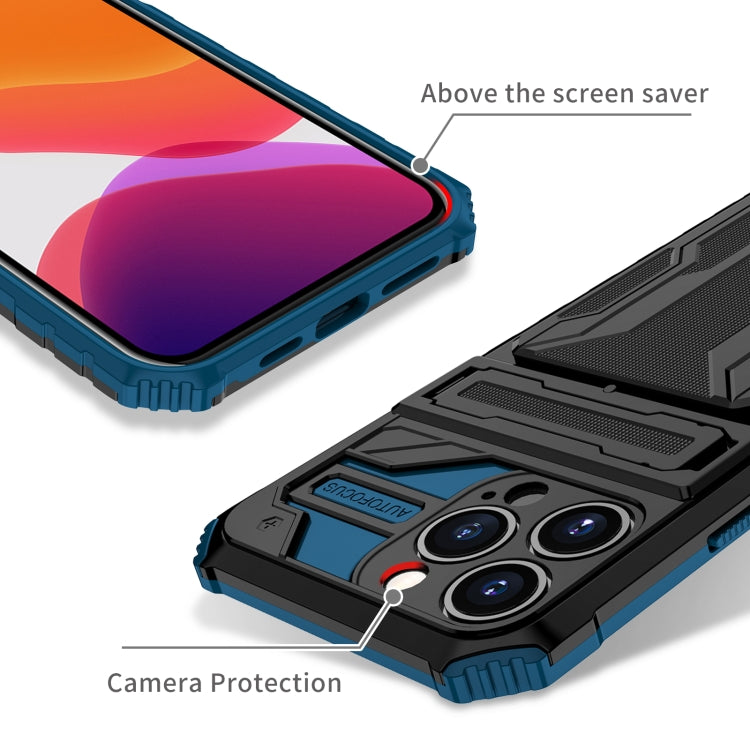 For iPhone 13 Pro Kickstand Armor Card Wallet Phone Case