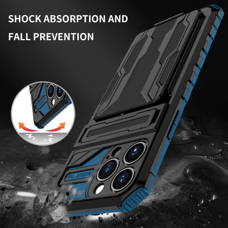 For iPhone 13 Pro Kickstand Armor Card Wallet Phone Case