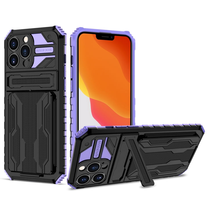 For iPhone 13 Pro Kickstand Armor Card Wallet Phone Case