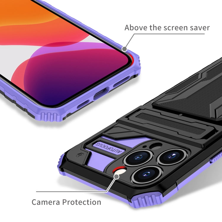 For iPhone 13 Pro Kickstand Armor Card Wallet Phone Case
