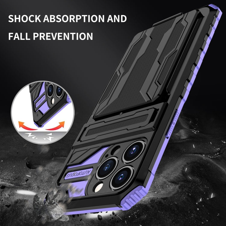For iPhone 13 Pro Kickstand Armor Card Wallet Phone Case