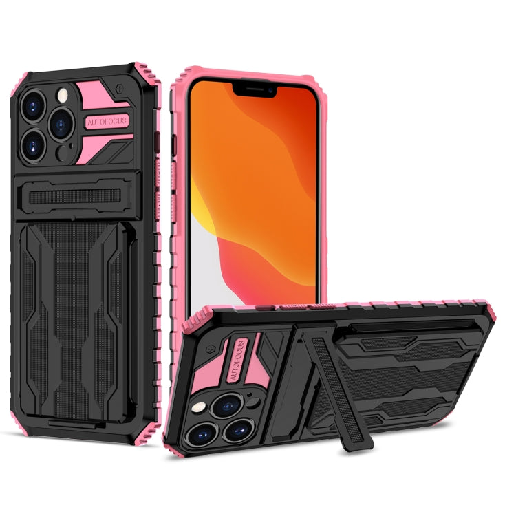 For iPhone 13 Pro Max Kickstand Armor Card Wallet Phone Case