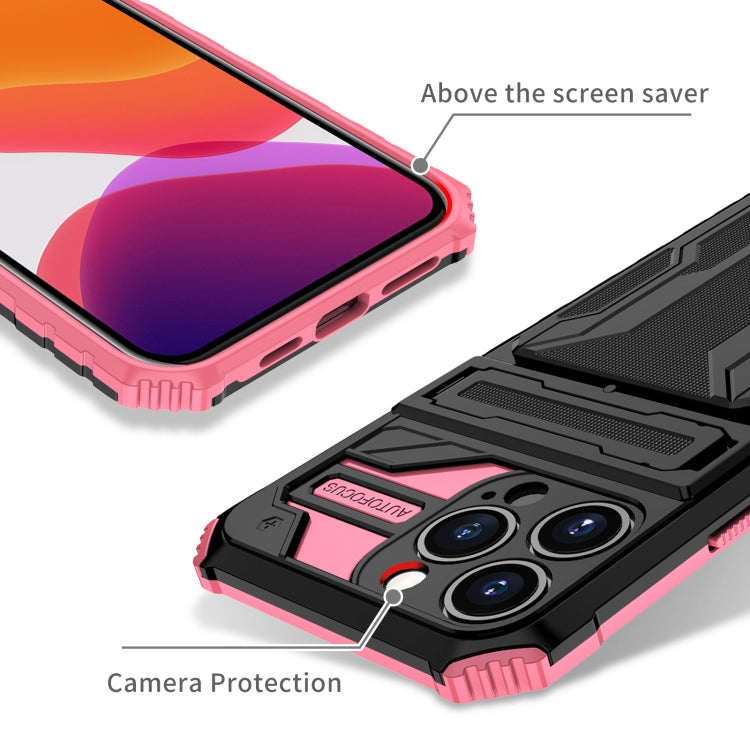 For iPhone 13 Pro Max Kickstand Armor Card Wallet Phone Case