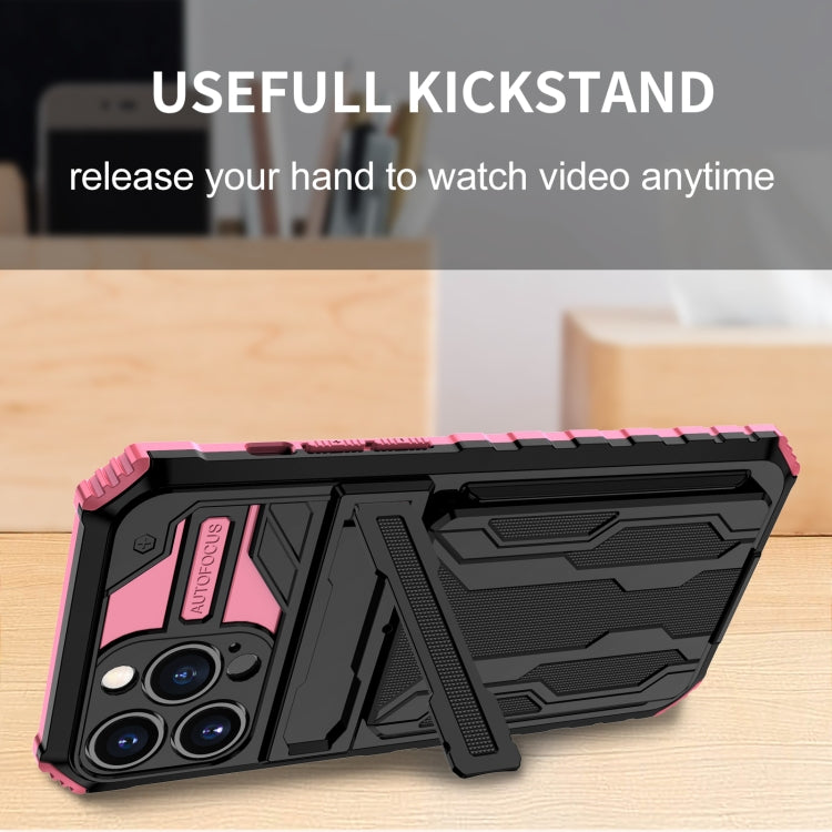 For iPhone 13 Pro Max Kickstand Armor Card Wallet Phone Case