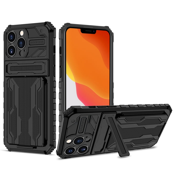 For iPhone 13 Pro Max Kickstand Armor Card Wallet Phone Case