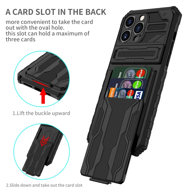 For iPhone 13 Pro Max Kickstand Armor Card Wallet Phone Case