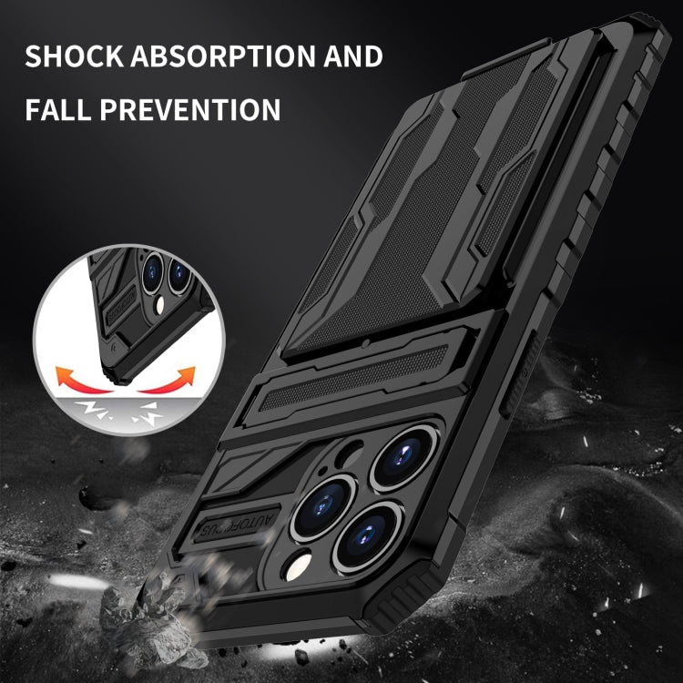 For iPhone 13 Pro Max Kickstand Armor Card Wallet Phone Case