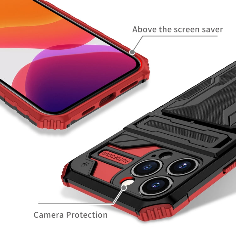 For iPhone 13 Pro Max Kickstand Armor Card Wallet Phone Case