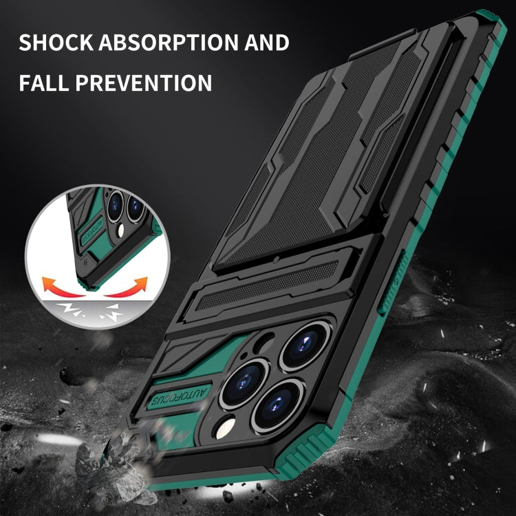 For iPhone 13 Pro Max Kickstand Armor Card Wallet Phone Case