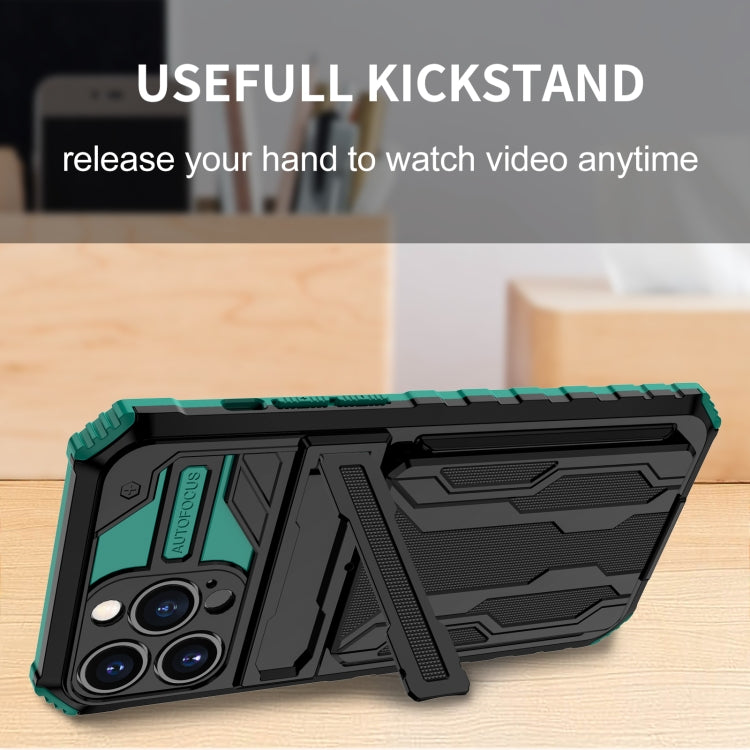 For iPhone 13 Pro Max Kickstand Armor Card Wallet Phone Case