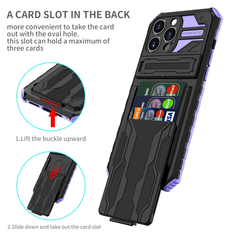 For iPhone 13 Pro Max Kickstand Armor Card Wallet Phone Case