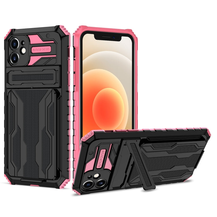 For iPhone 12 mini Kickstand Armor Card Wallet Phone Case
