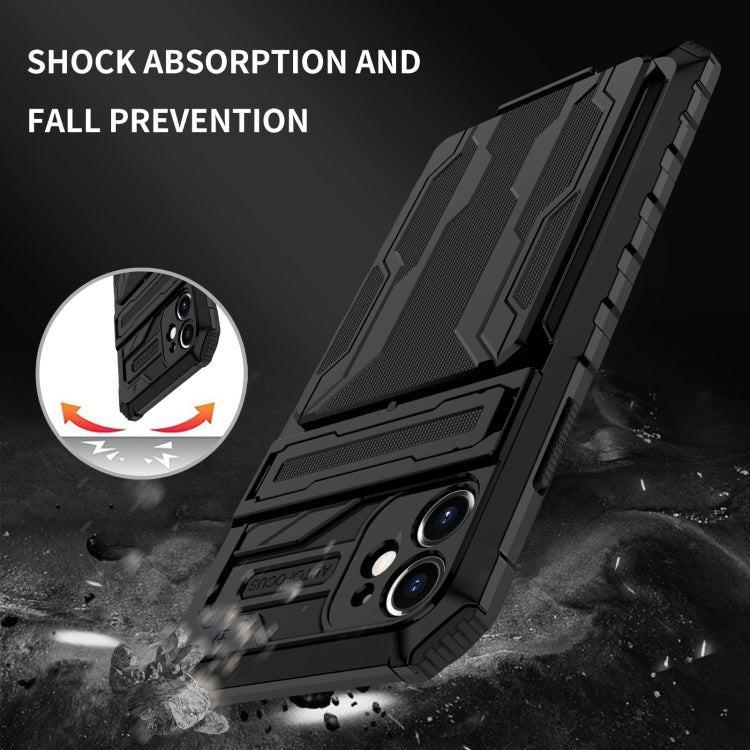 For iPhone 12 mini Kickstand Armor Card Wallet Phone Case