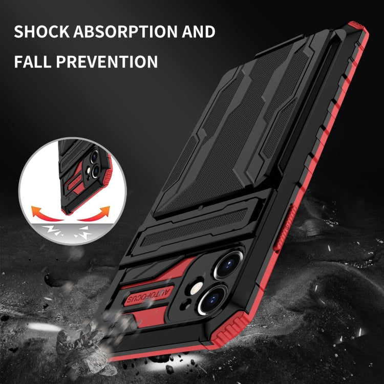 For iPhone 12 mini Kickstand Armor Card Wallet Phone Case
