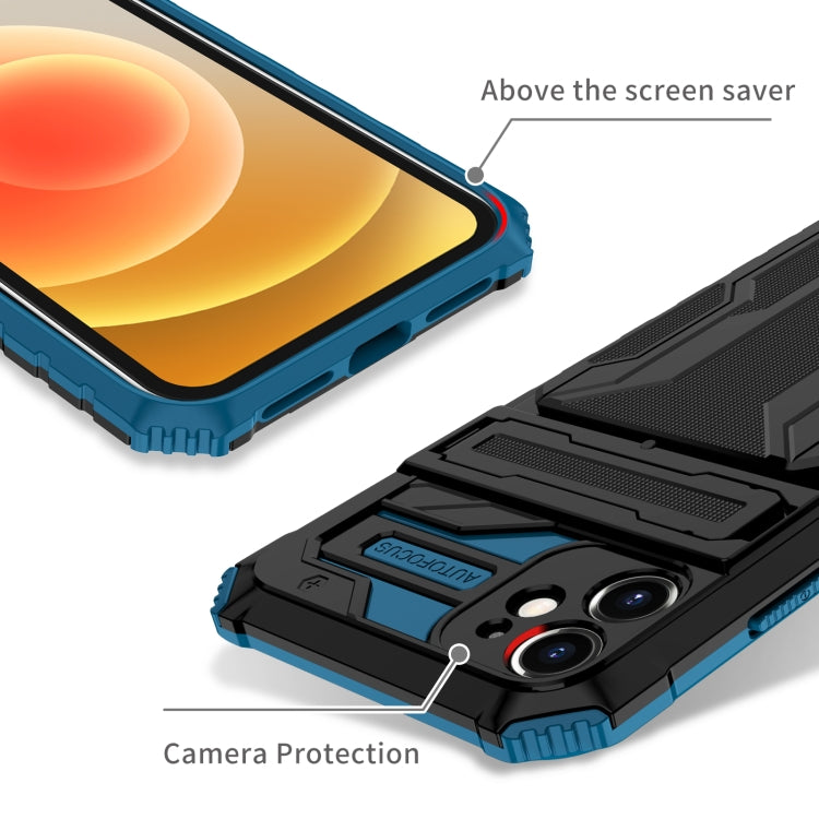 For iPhone 12 mini Kickstand Armor Card Wallet Phone Case