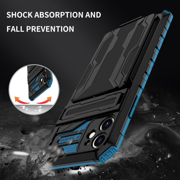 For iPhone 12 mini Kickstand Armor Card Wallet Phone Case