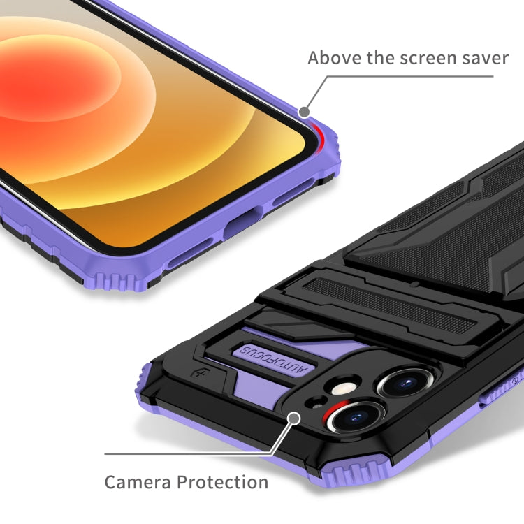 For iPhone 12 mini Kickstand Armor Card Wallet Phone Case