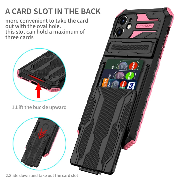 For iPhone 12 Kickstand Armor Card Wallet Phone Case