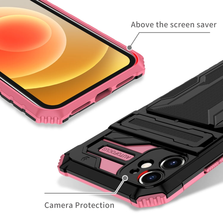 For iPhone 12 Kickstand Armor Card Wallet Phone Case