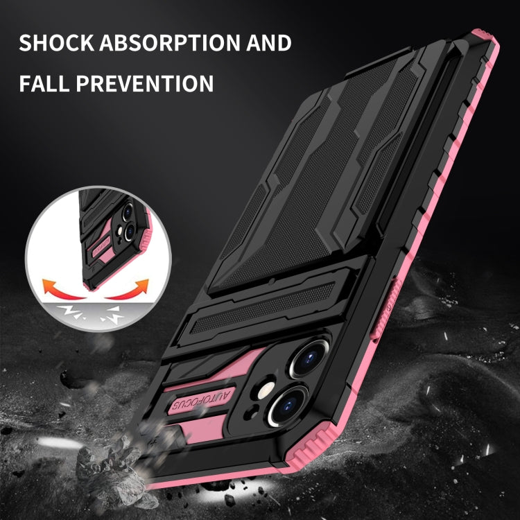 For iPhone 12 Kickstand Armor Card Wallet Phone Case