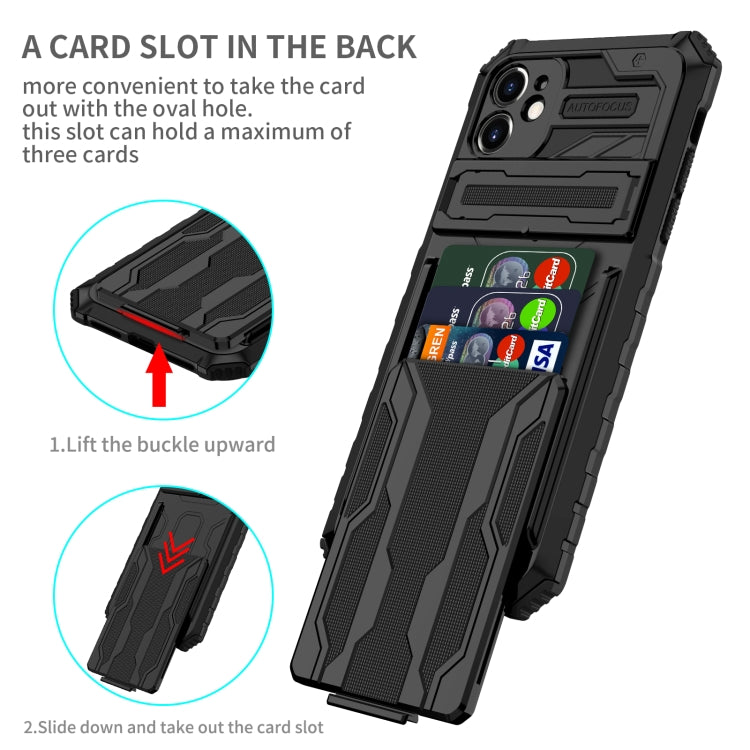 For iPhone 12 Kickstand Armor Card Wallet Phone Case