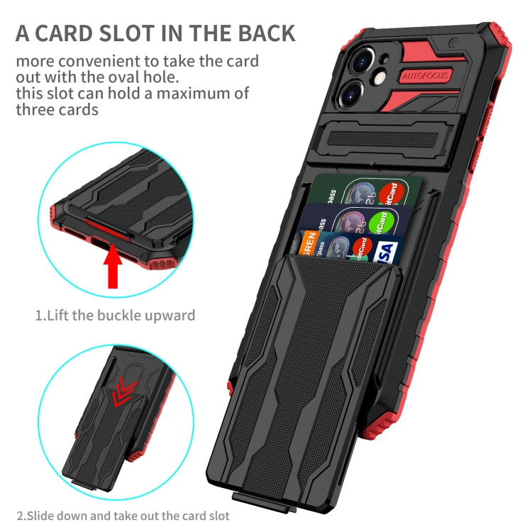 For iPhone 12 Kickstand Armor Card Wallet Phone Case