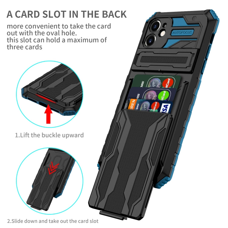 For iPhone 12 Kickstand Armor Card Wallet Phone Case