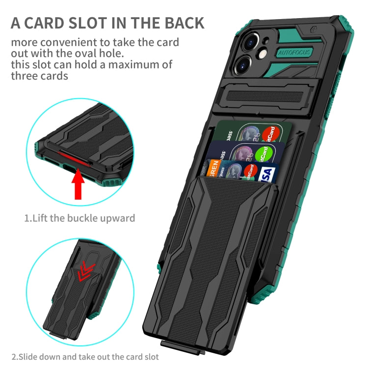 For iPhone 12 Kickstand Armor Card Wallet Phone Case