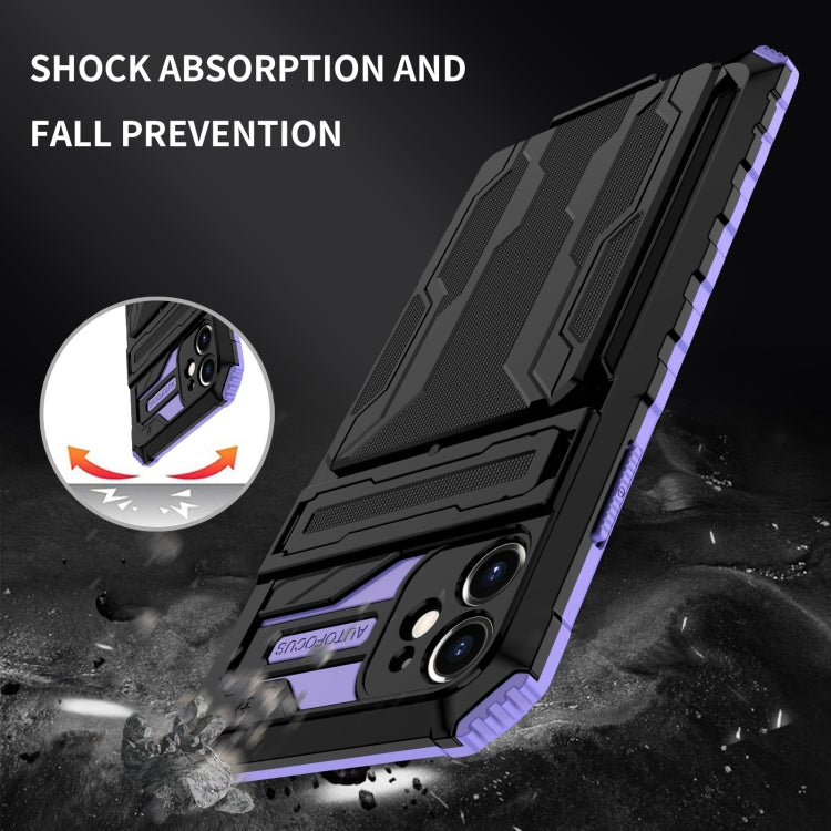 For iPhone 12 Kickstand Armor Card Wallet Phone Case