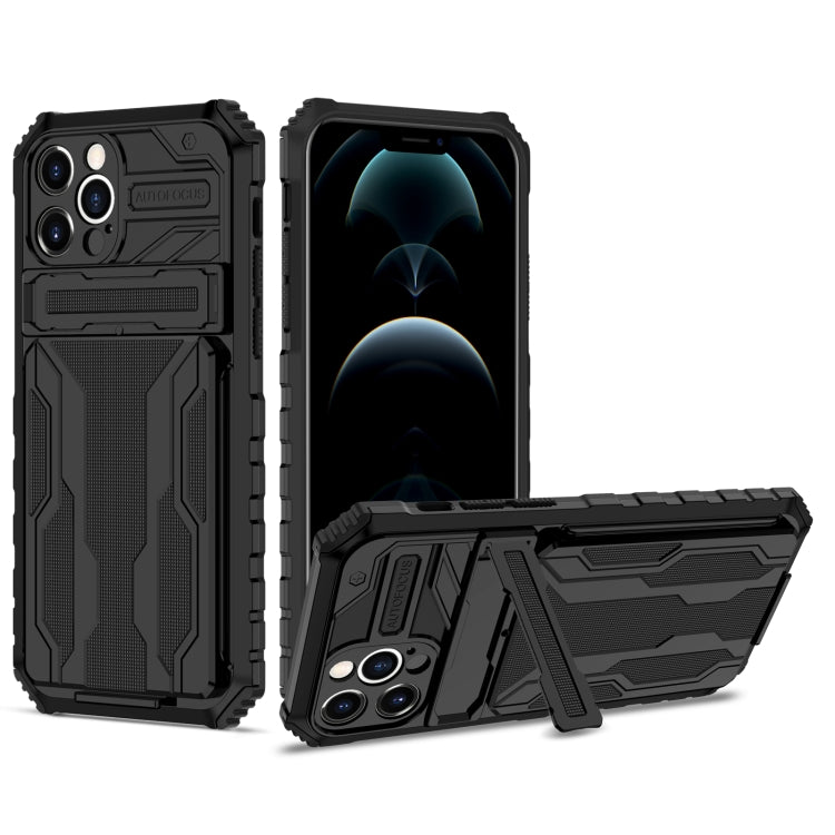 For iPhone 12 Pro Max Kickstand Armor Card Wallet Phone Case