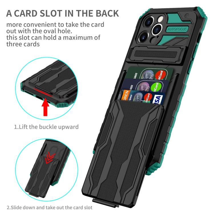 For iPhone 12 Pro Max Kickstand Armor Card Wallet Phone Case