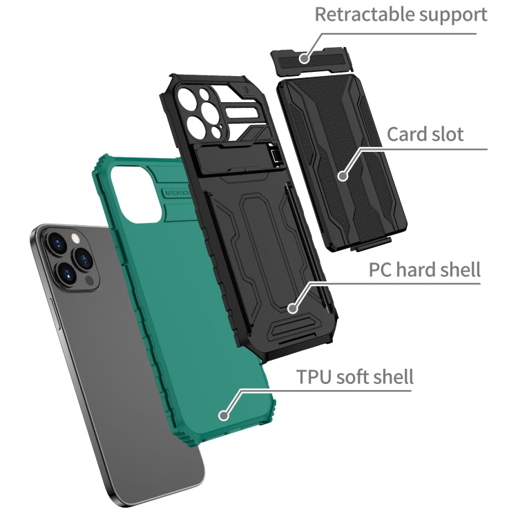 For iPhone 12 Pro Max Kickstand Armor Card Wallet Phone Case