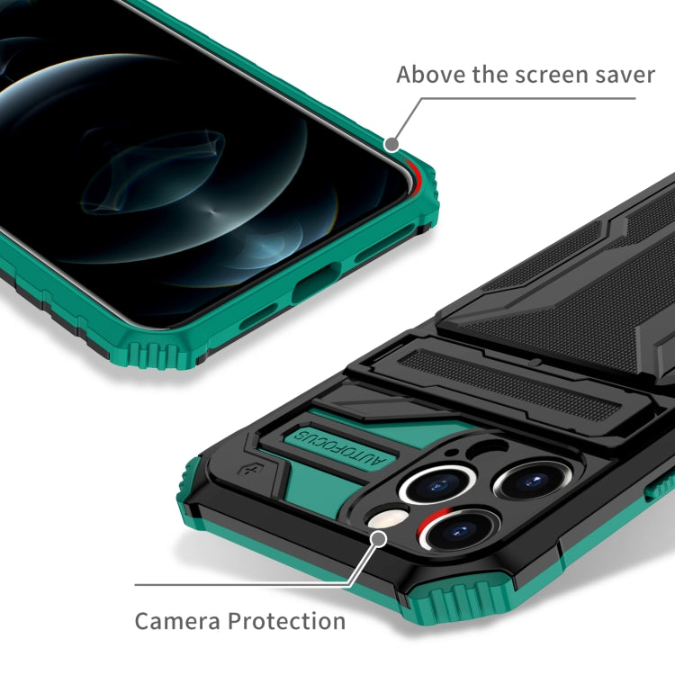 For iPhone 12 Pro Max Kickstand Armor Card Wallet Phone Case