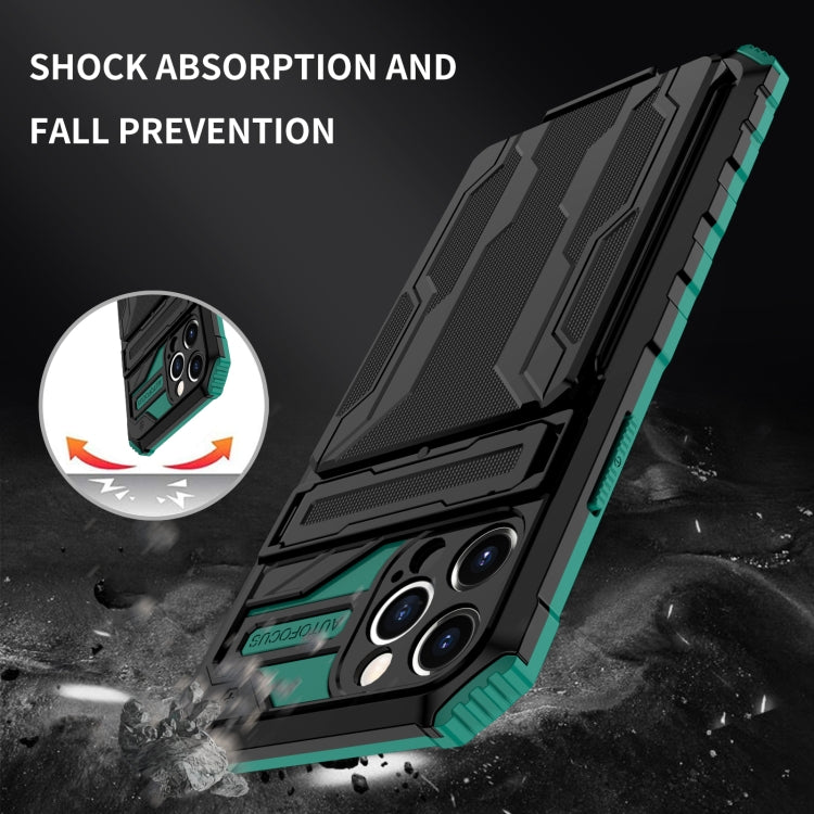 For iPhone 12 Pro Max Kickstand Armor Card Wallet Phone Case
